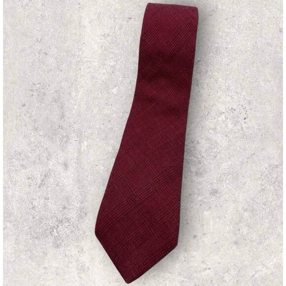 SUITSUPPLY Wool Silk Tie ITALY Burgundy Tartan W:3.2" EUC - Picture 1 of 5